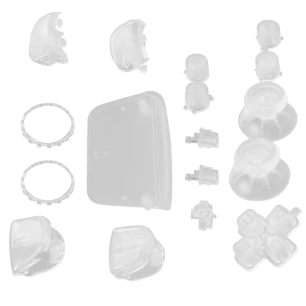 Erstatningsknapper L2 R2 Komplett sett med knapper Erstatningsknapp Reparasjonssett for PS5-kontroller Transparent hvit
