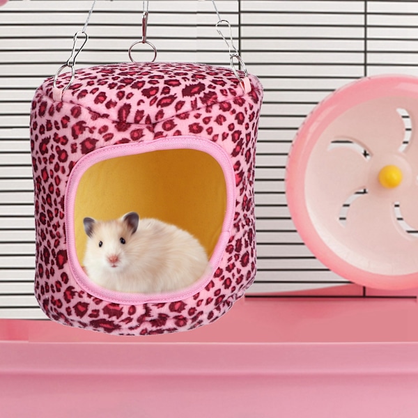 Puuvillainen hamsteri lämmin riippumatto riippuva nukkumispesä oravalle siilille marsulle chinchillalle kaneille Vaaleanpunainen leopardi