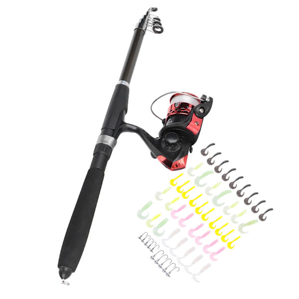 Teleskopisk fiskespö och rulle Combo Kit med Lure Outdoor Fishing Accessory med bärväska