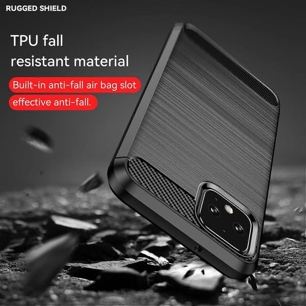 kompatibel med Google Pixel 4 børstet tekstur karbonfiber TPU-deksel Black