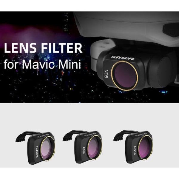 Kompatibel med DJI Mavic Mini Drone 3stk CPL ND8 ND16 objektivfiltersett multibelagte filtre Combo kameralinse, modell: svart 3stk