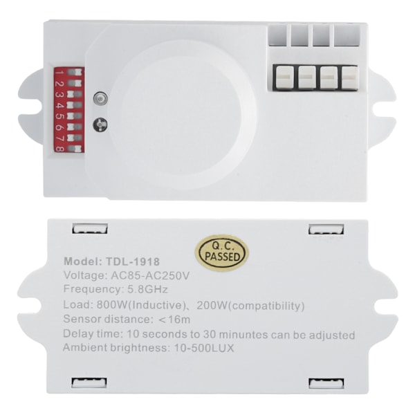 Mikrovågsbrytare Sensor Radar Induktionskontrollutrustning TDL-1918 5,8 GHz AC85-250V