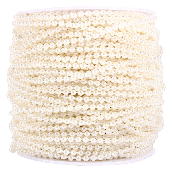 50M Rull 3mm Fiskegarn Perler Trådperler Kjede Girlander Bryllupsdekorasjon Midtpunkter Beige