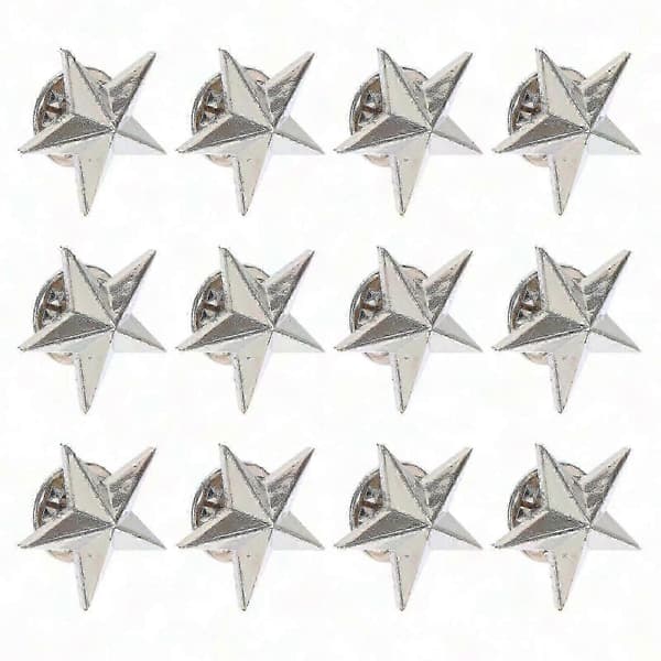 12 stykker stjerneformede reversnåle til festkostumer og dekorative bedømmelsesbadges 1 Star Silver 24pcs