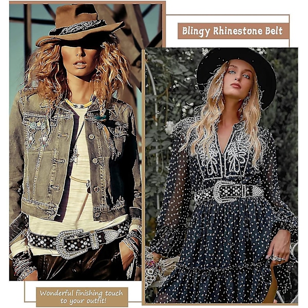 Rhinestone-vyö Cowgirl XL-43 Kahvi