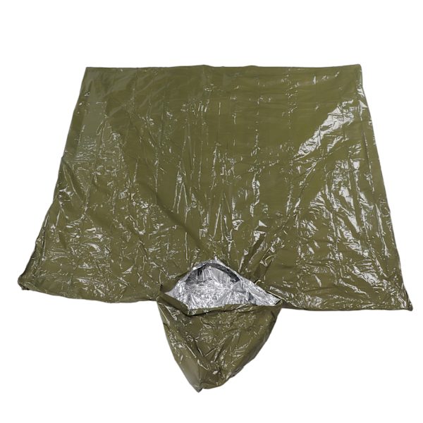 Nödkåpa Vattentät Regnrock PE Aluminiumfolie Återanvändbar Utomhus Nödkåpa för Camping Vandring