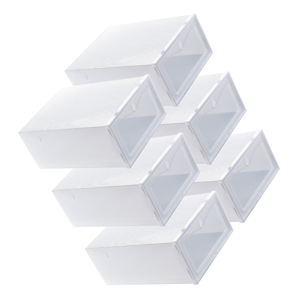 6 stk. Sko Opbevaringsboks Stor Hvid Tyk Transparent Clamshell Sko Organizer Case til Hjemmet