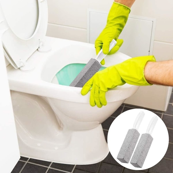 2-pack toalettrengöringsmedel för hårt vattenuppbyggnadsmedel med ergonomiskt handtag, toalettskål fläckringborttagare, pimpstensrengöring