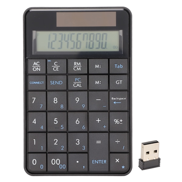 Kalkulator numerisk tastatur Kalkulator Funksjon 29 taster 2,4 GHz trådløs USB Plug and Play Ergonomisk design Trådløs numerisk pad