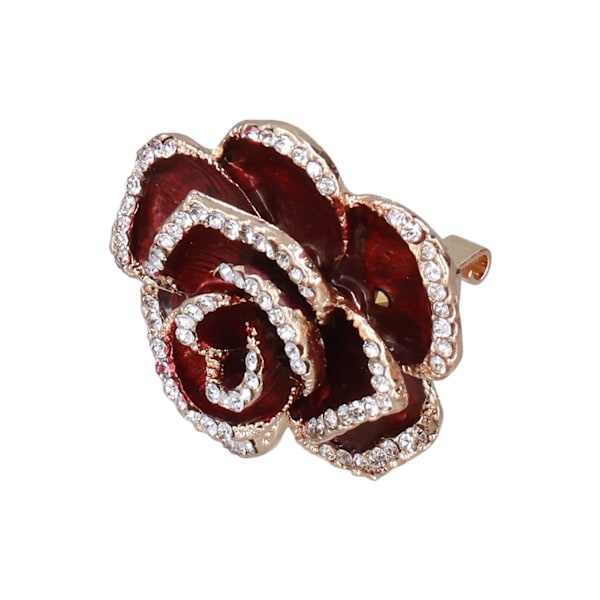 Brosch Pin Camellia Form Elegant Utsökt Strass utsmyckad Brosch för kvinnor Kläder Siden Halsduk Dekoration PresentRöd