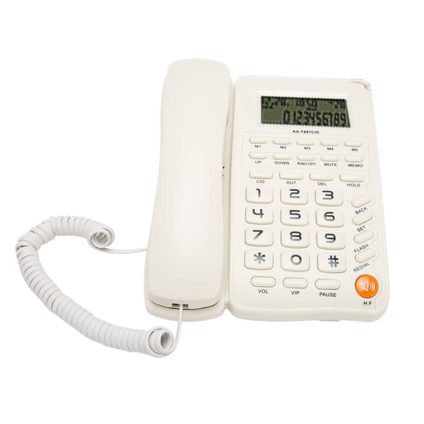 Fasttelefon med ledning, fasttelefon med store knapper for husholdning, kontor, hotell, eldre, hvit
