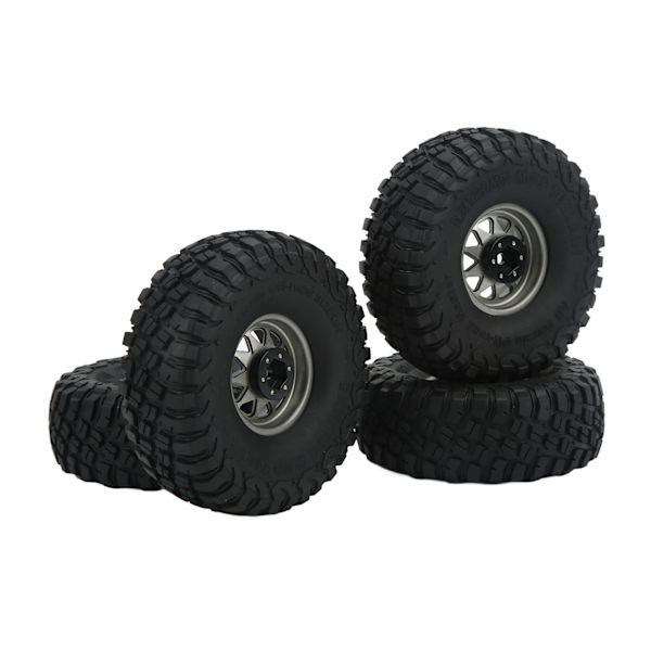 4 kpl 1,9 tuuman pyörien renkaita 10 reiän navalla epätasaisella sora-kuviolla SCX10 1/10 RC-automalleille, harmaa