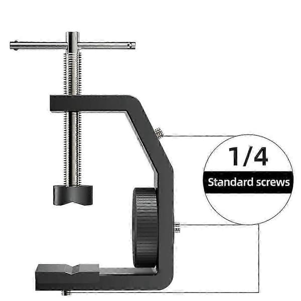 Universell 1/4" flervinkel C-formad klämbordsskärmfästeadapter Black