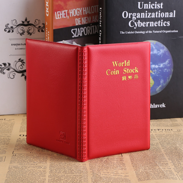 Nya 120 fickor 10 sidor World Coin Storage Folder Album Pengar Insamlingshållare Bok Röd