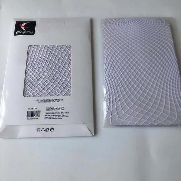 Nettstrømpe for kvinner Sort strømpebukse Fiskenett Svart/hvit White Medium grid
