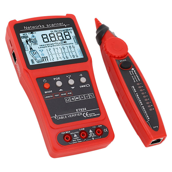 Multifunksjonell kabelsporer CAT5 CAT6 nettverkskabeltester Line Finder Digital kretsanalysator med batteri