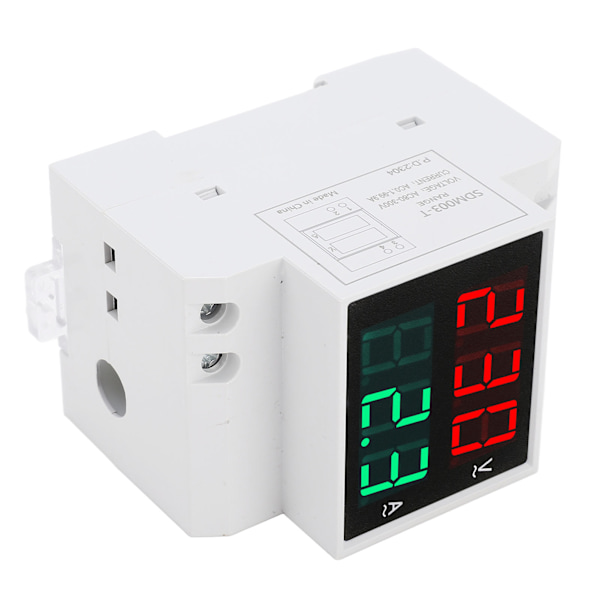 AC DIN Rail Meter Enfas Dubbel LED Display Voltmeter Amperemeter Spänning Strömmätare AC80‑300V 0,1‑99,9A