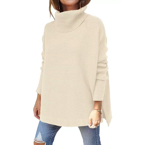 Oversized Polotrøye Dame Batwing-ermer Løstsittende Pustende Polyester Pullovergenser for daglig shopping Aprikos XXL