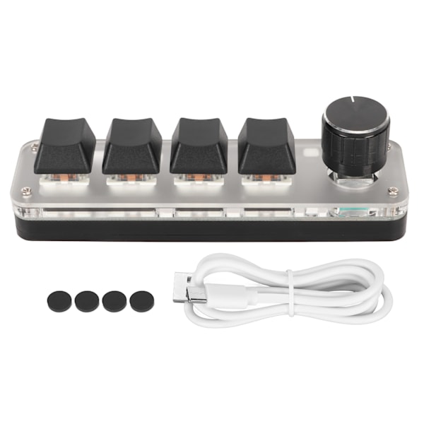 USB Mini 4-Tastatur med Knott Blå Bryter RGB Bakgrunnsbelysning Dobbel Modus Tilkobling DIY Programmerbar Makro Mekanisk Tastatur