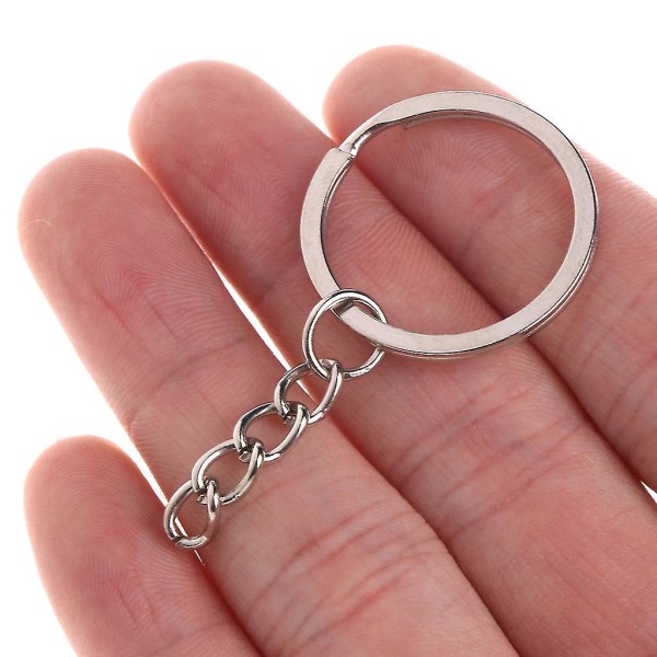 Nyckelring i rostfritt stål 50x nyckelring med kedja metallögla för att göra smycken