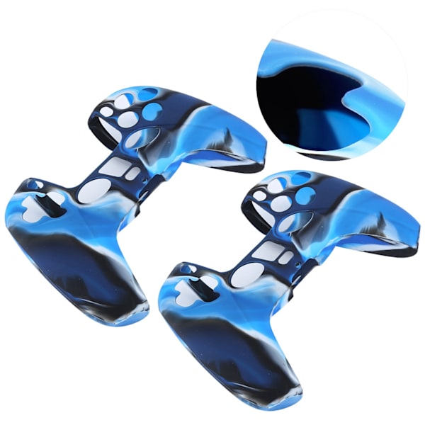 2 stk Gamepad Beskyttelsesetui Kamuflasje Silikonetui Skin for PS5 Game Controller Camo Blå