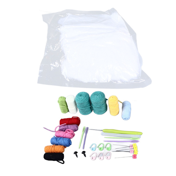 Virkat startpaket Dinosaurieägg Design 12 färgat garn Hand Eye Coordination Virkningssats för nybörjare Barnfamilj