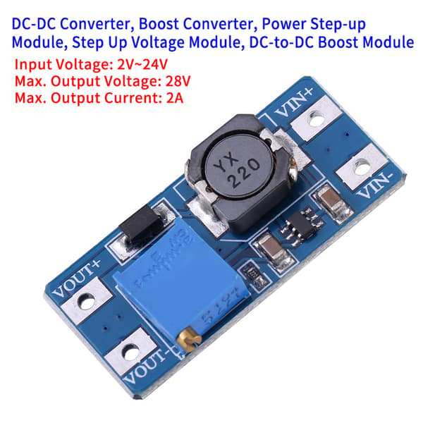 DCDC Spennings Step Up Justerbar Boost Converter Strømforsyningsmodul 2A
