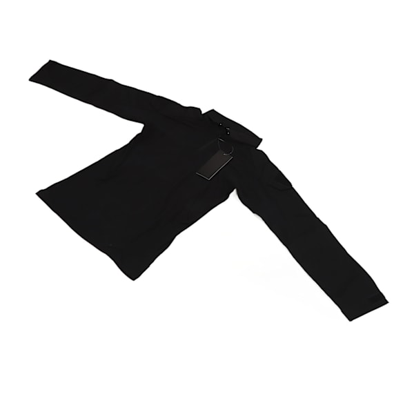 Combattröja med lång ärm, dragkedja, unisex, bomullspolyester, andningsbar med armbågspads, axelficka, stridskläder för cosplay, svart, L