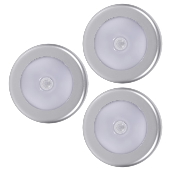 3 stk Trådløs PIR Automatisk Bevægelsessensor Natlys 6 LED Rund Krop Batteridrevet Lampe