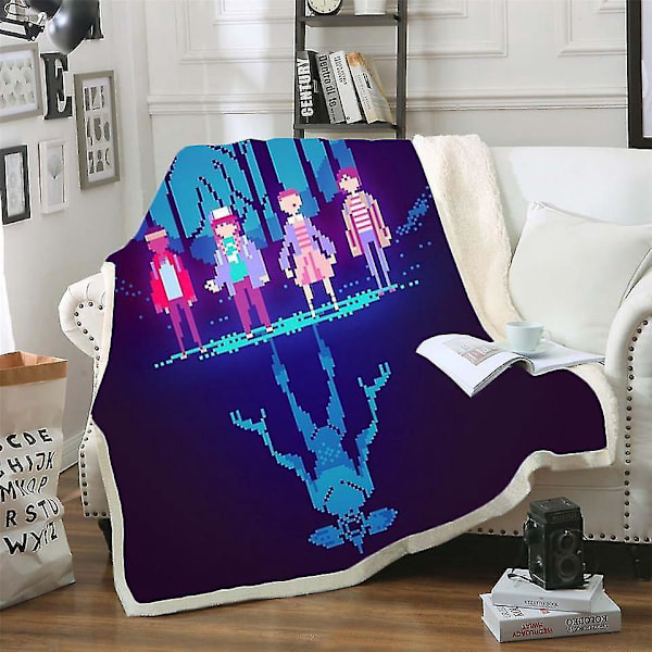 Stranger Things 3D-trykt Pludset Fleece-tæppe - Vaskbart Dyne 70*100cm