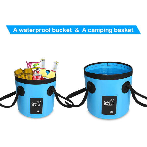 12L/20L vanntett vannbøtte Utendørs fiskebøtte Sammenleggbar vannbeholder for camping piknik Vaskerengjøring, modell: blå 12L