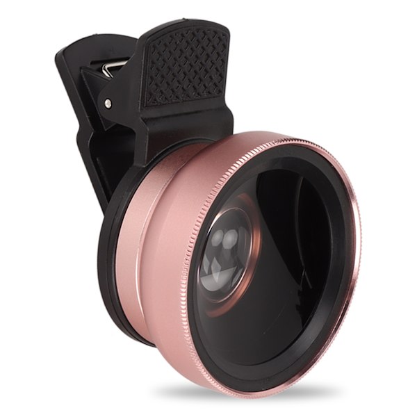 Telefonlins 2 i 1 HD Professionell universalklämma 0,45X vidvinkel 12,5X makrolins för mobiltelefon surfplatta Rose Gold