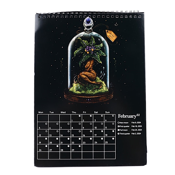 2024 Lunar Calendar Dark Forest Coated Paper Rich Elements Vibrerande färger Månkalender med snodd för Family Office