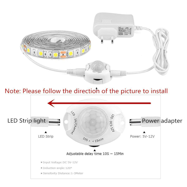 LED Strip med rörelsesensor Vattentät LED Strip Varmvit Strips Belysning med timer för kök under skåptrappor