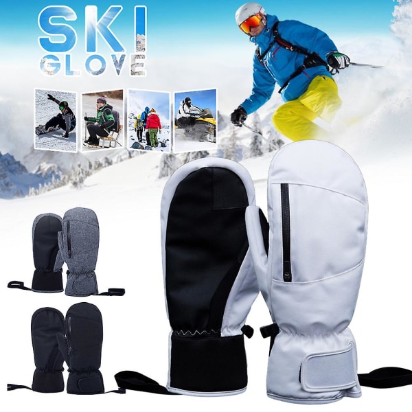 Pekskärms skidhandskar Vattentäta inre 5 fingrar varma handskar för snowboardåkning White L
