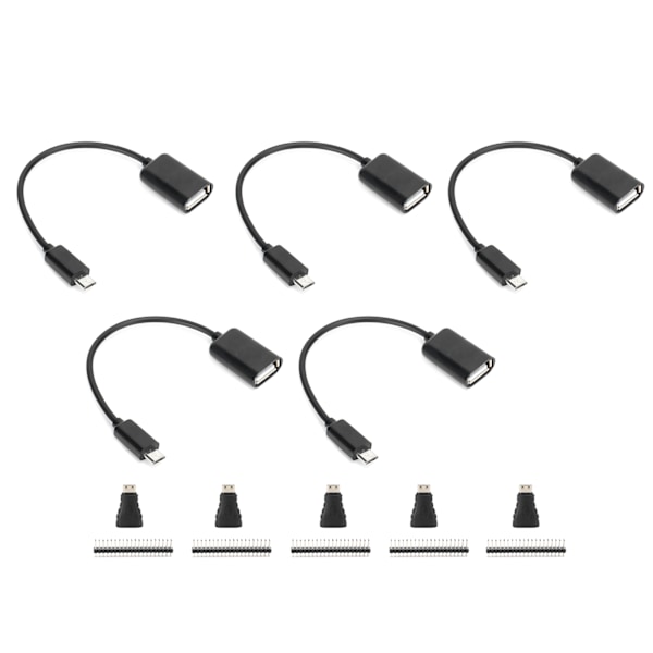 5 Sarjaa Micro USB - OTG-kaapeli HDMI Naaras - Mini HDMI Uros -adapteri GPIO-liitin Raspberry Pi Zerolle