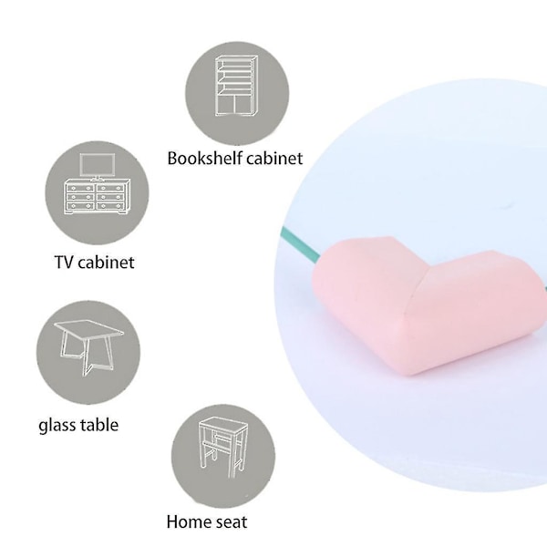 Bløde Gummi Pink Hjørnebeskyttere - Sæt af 4, Børnesikkerhed Anti-kollision Kantbeskyttere