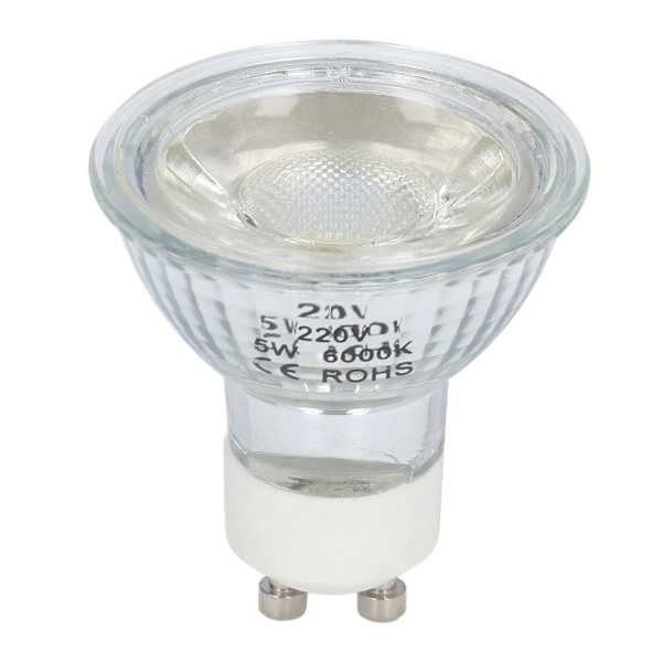GU10-pære 5W LED COB-lampe Lysstyrke Justerbar Spotlampe til Kontor i Soveværelse 220VPure Hvidt Lys 6000K