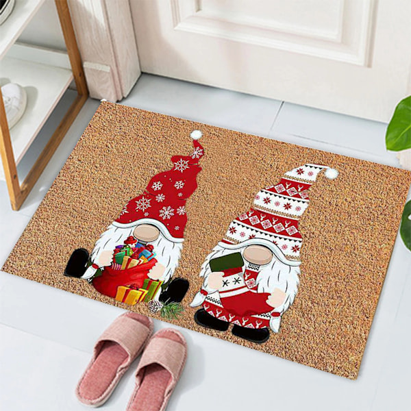 Jul Välkommen Dörrmatta Gnome Dwarf Anti-Fouling Mat för Hem Badrum Entrédörr Juldekoration