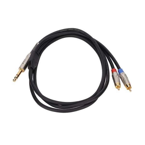 1/4in TRS Han til Dobbelt RCA Han Kabel Stik i 6,35mm TRS til 2 RCA Splitter Mikrofonkabel 1,8m
