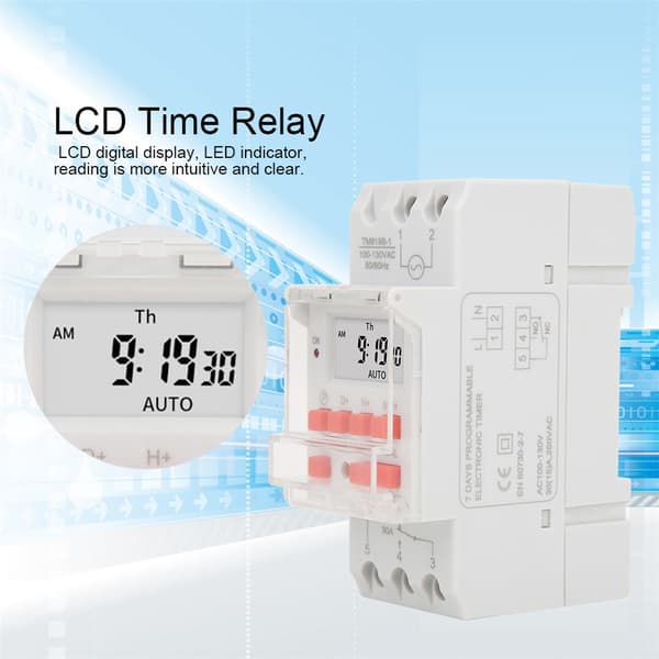 TM919B-1 100-130V AC 30A Ugentlig Timer Switch LCD On Off Kontrol Programmerbart Tidsrelæ