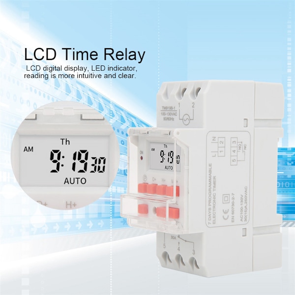 TM919B-1 100-130V AC 30A Ugestimerbryder LCD Tænd/Sluk Styring Programmerbar Tidsrelæ