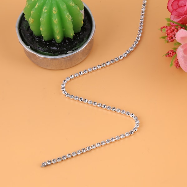 Klart glas Rhinestone Cup Kedja Tyg Smycken Hantverk Sytillbehör Dekoration Silver
