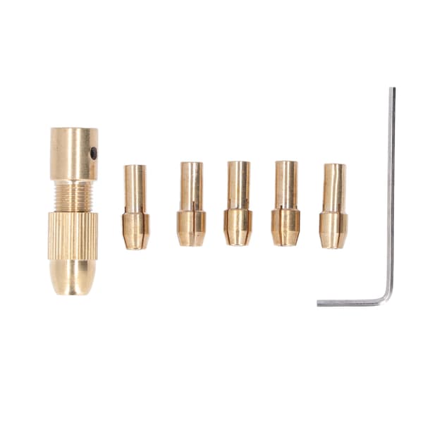 7st/Set Liten Elektrisk Borrchuck Mässing 4 Käftar Mikro Borrchuck Set för Polering Slipning
