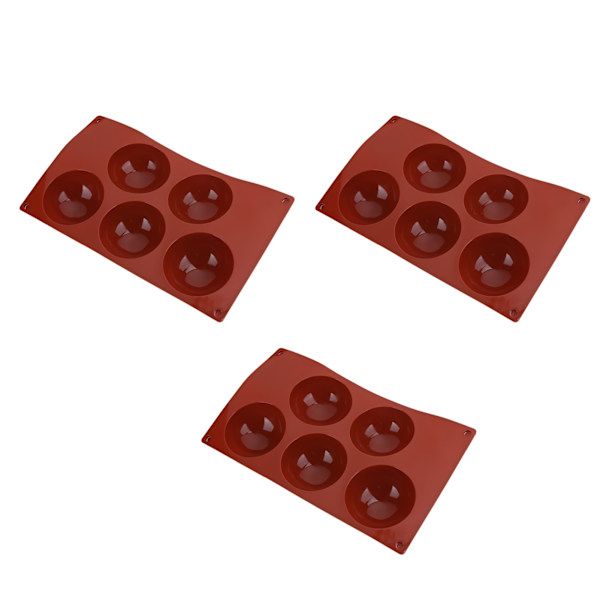 3 stk halvkugleformede silikoneforme bageform til DIY-fremstilling af varm chokolademousse kage 5 huller