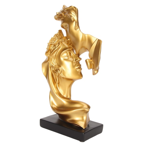 Kyssande älskare Statyer Harts Modern Romantisk Ornament Statyett Par Konst Hartsskulptur för heminredning Guld