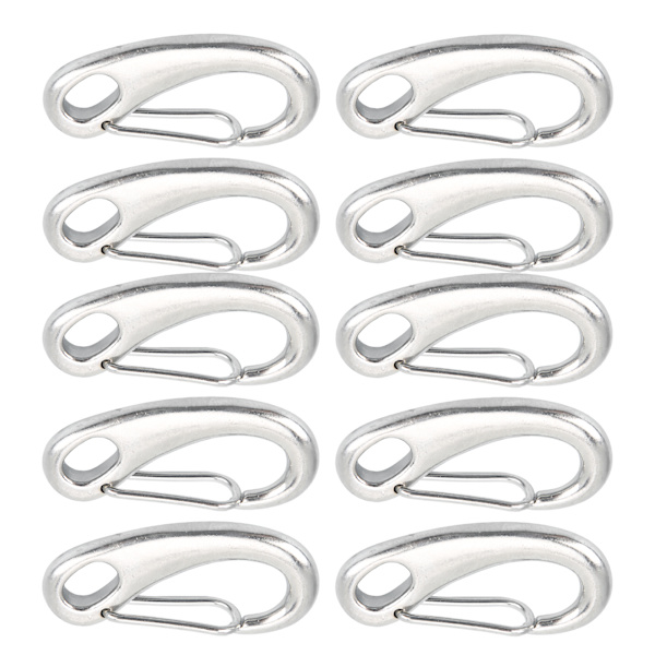 10 stk 50 mm Heavy Duty Snap Rope Krok Rustfritt Stål Fjær Snap Krok Clip Marin Grade Karabiner