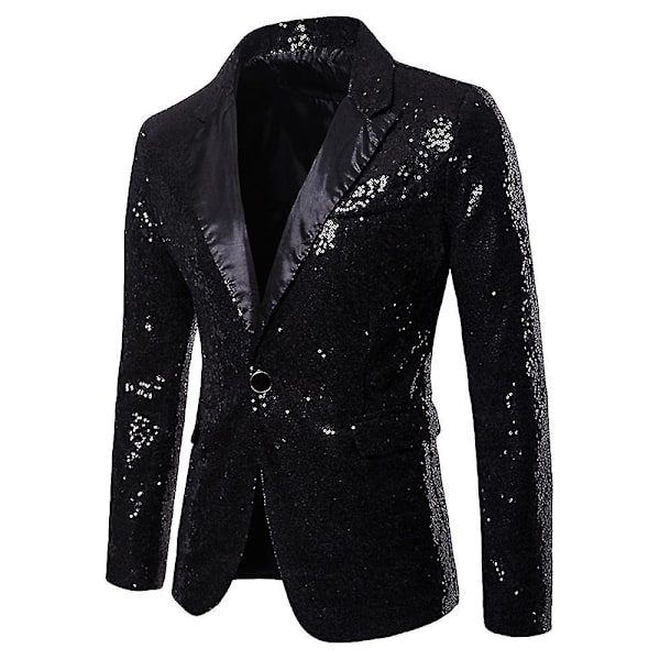Sequin luksus sort mænds jakkesæt jakke blazer til fest middag prom