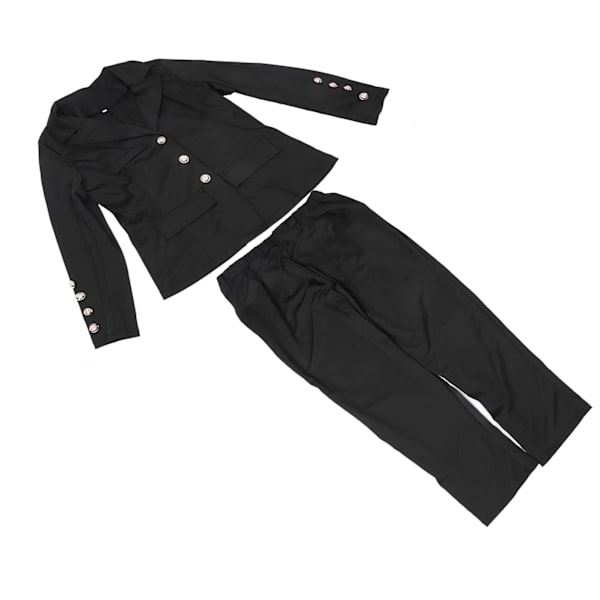 Kvinnor Jacka Byxor Affärskostym Slim Fit Bekväm Andas Enfärgad Kontorsarbetsdräkt Set Svart M