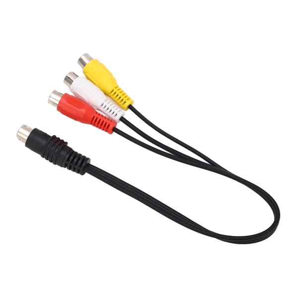 Mini DIN 7-ben til 3 RCA-kabel Rød Gul Hvid Mini DIN 7-ben han til 3 RCA hun ledning Videoadapterkabel 1,0 fod